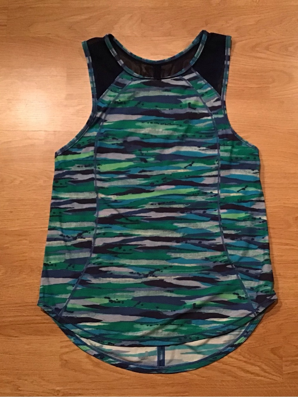 Women’s Green & Blue Striped Swim Tank
